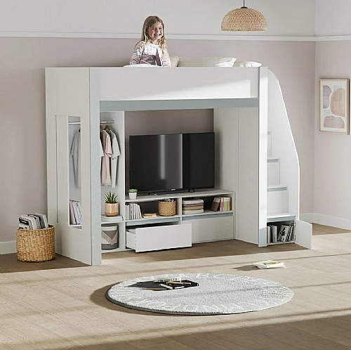 Gaia High Sleeper Bed in White